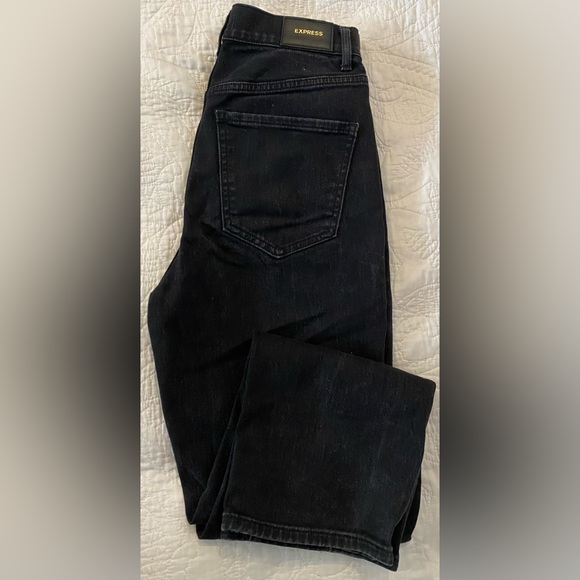 Express Super High Waisted Black Seamed Straight Jeans Size 4 - Picture 4 of 6